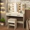 Costway Makeup Vanity Desk with Lighted Mirror Charging Station 3-Color Dimmable LED Lights White/Black